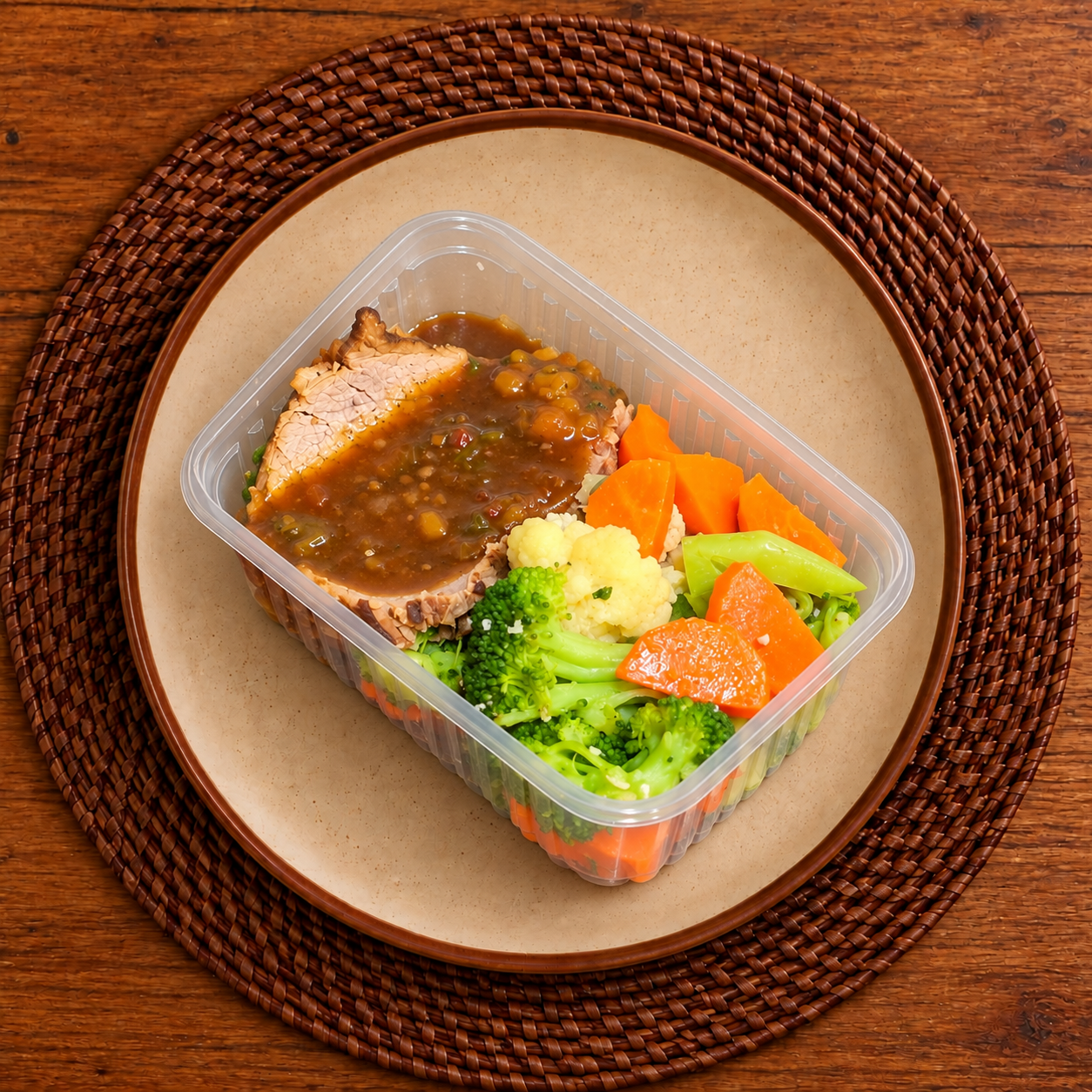 Fotografia de Carne Assada c/ Legumes ao Vapor
